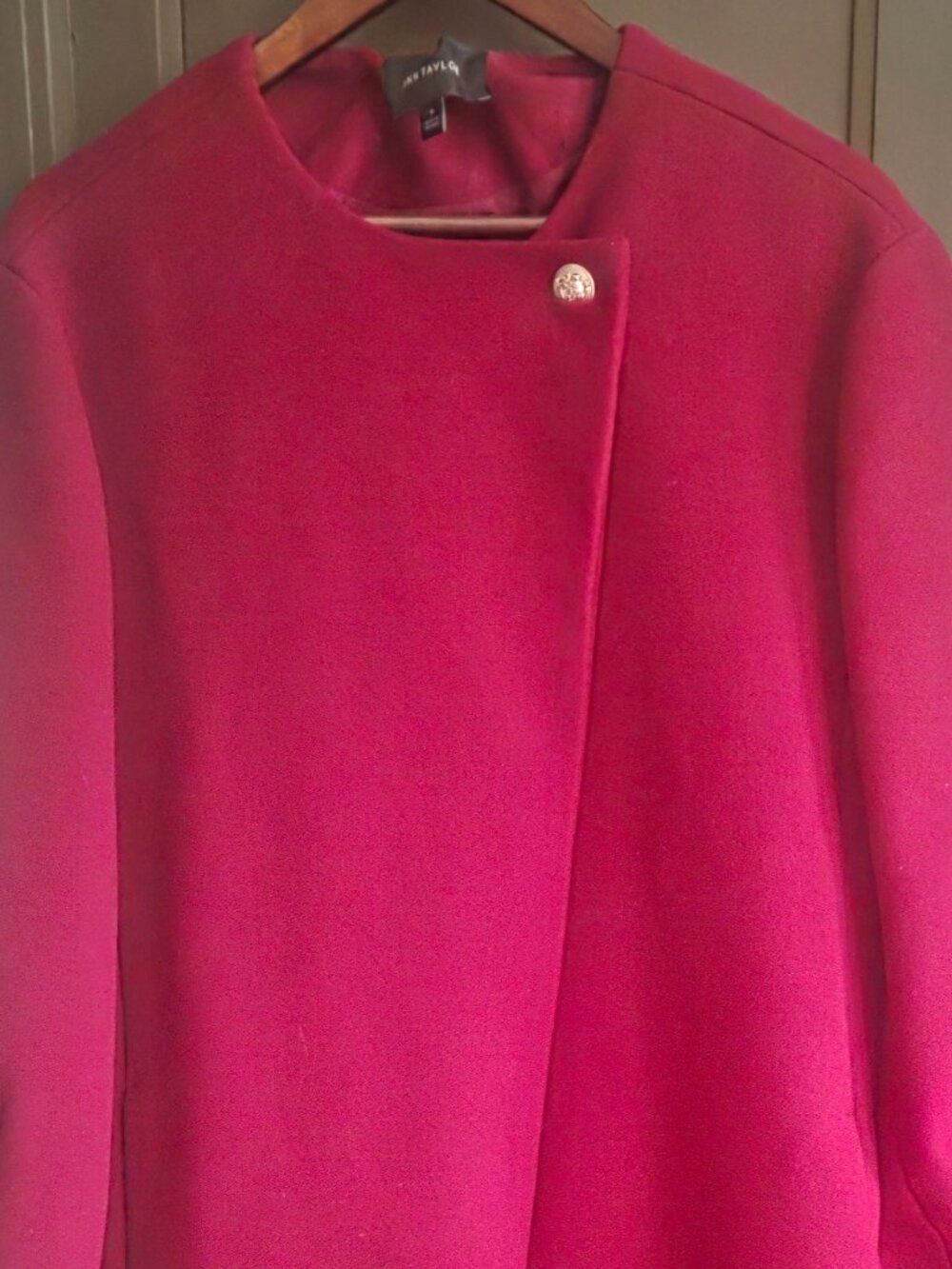 Ann Taylor collarless coat - burgundy - M